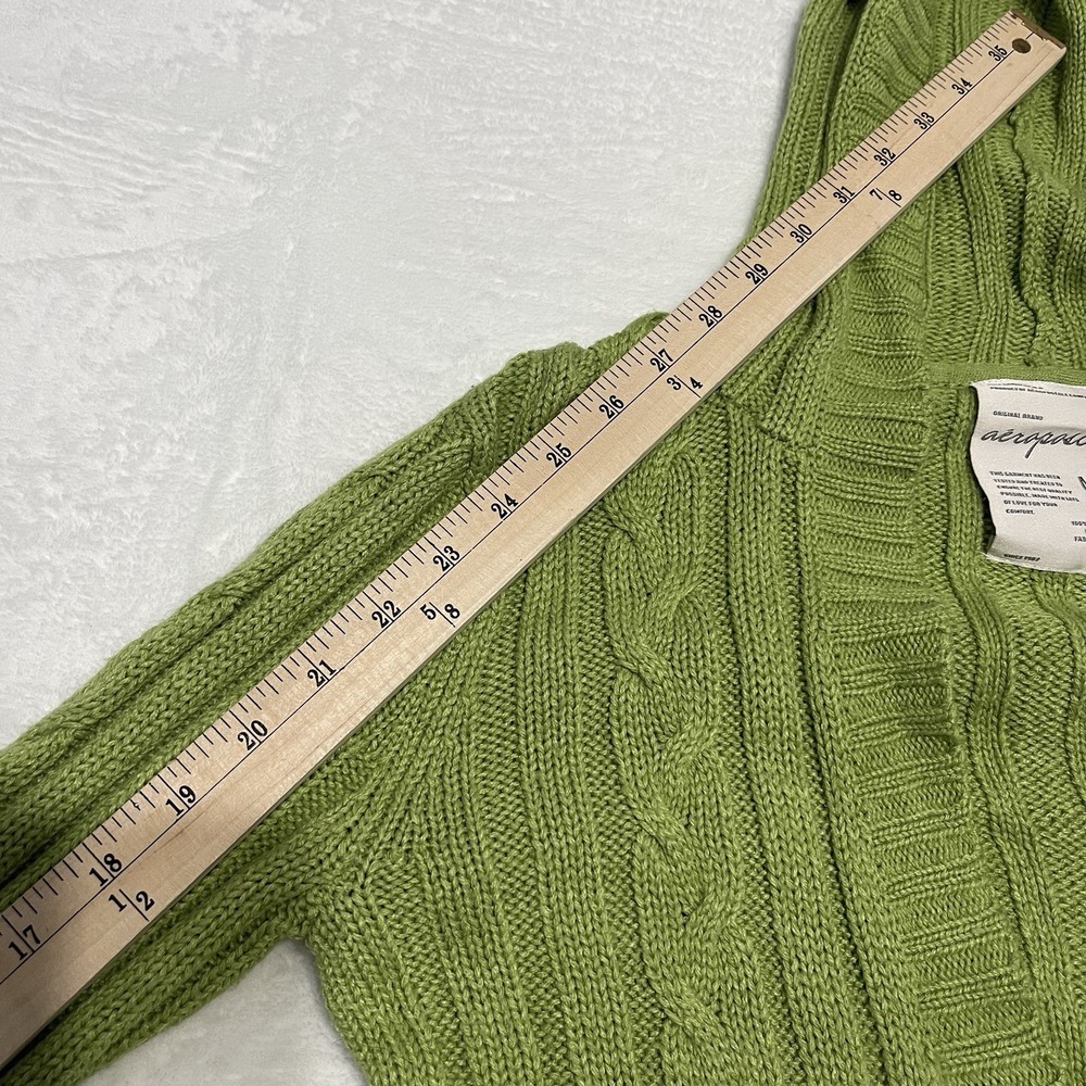 Vintage Y2K Aeropostale Hooded Button Up VNeck Cable Knit Kangaroo Pocket Medium - Picture 8 of 10